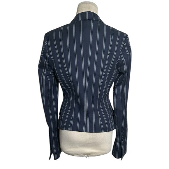 BCBGMaxAzria blue gray pinstripes long sleeves blazer size XS - Picture 2 of 15